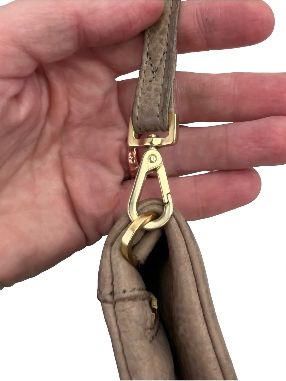 Hammitt Taupe Suede Crossbody with Gold Hardware